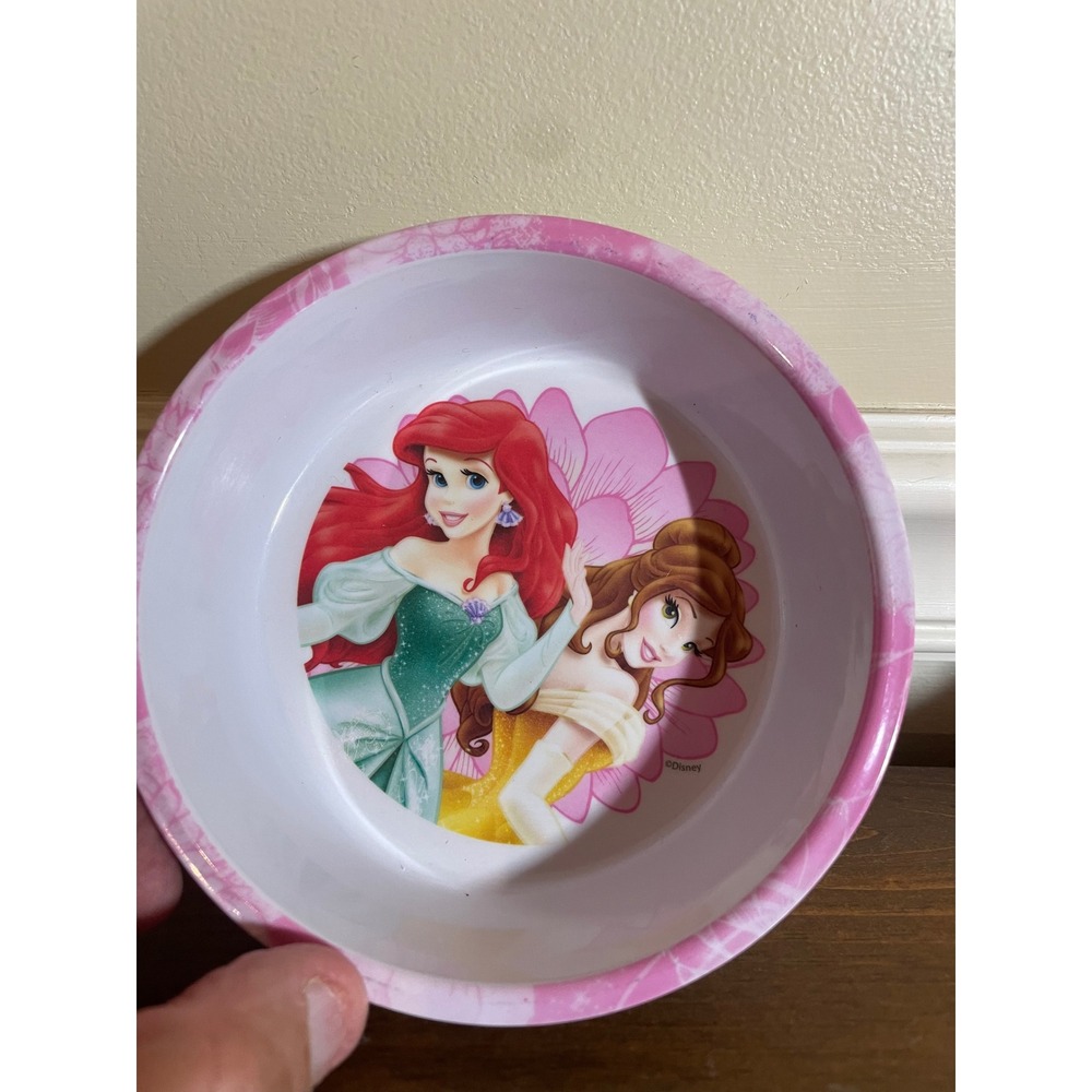 Zak Designs Disney Princess Melamine Bowl Ariel Belle Pink White Kids Dish